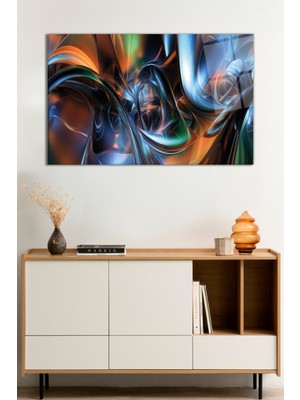 Soyut Fraktal Dalgalar Cam Tablo, Darbelere Dayanıklı Kırılmaz Cam, Hediyelik