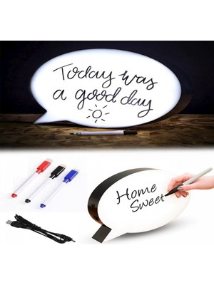 Toptan Bulurum Mesaj Panosu Kalemle Yazılabilen Konuşma Balonu Görünümlü Işıklı