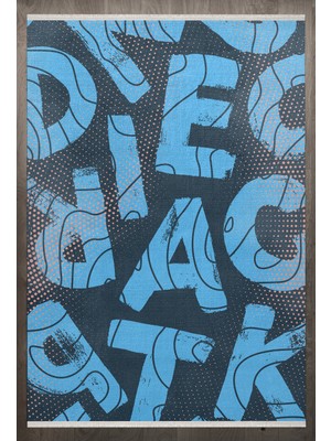 Bespoky 80x150 cm Mavi Child Modern Yıkanabilir Halı | Mutfak Balkon Yatak Odası Halısı | Leke Tutmayan Kaymaz | F_CHİLD-1026