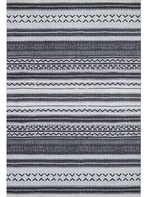 Bespoky 80x150 cm Gri Modern Etnik Yıkanabilir Halı | Mutfak Balkon Yatak Odası Halısı | Leke Tutmayan Kaymaz | HALN-HLN1747