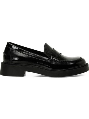 Nine West Lerato 5pr Siyah Kadın Loafer Düz Tabanlı Deri Ayakkabı Konforlu Tasarım