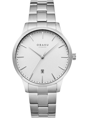 Obaku Denmark V247XDCISC Quartz Çelik Gri Beyaz Kadran Safir Cam 42 mm Erkek Kol Saati