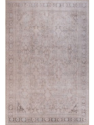 Bespoky 150x230 cm Bej Dikdörtgen Klasik Yıkanabilir Halı | Salon Yatak Odası Mutfak Halısı | Leke Tutmayan Kaymaz | BA34-DİKDÖRTGEN