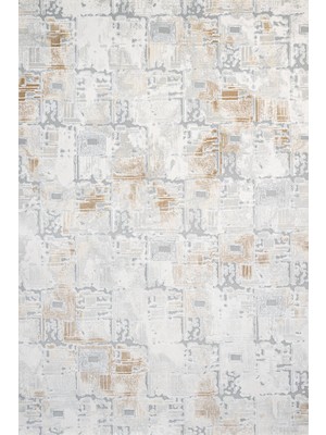 Hali.Net 120x120 cm Gri Krem Geometrik Modern Soyut Yıkanabilir Halı | Salon Yatak Odası Halısı | Leke Tutmaz Hipoalerjenik | 7810AK-DAİRE