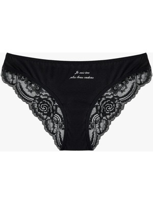 Arkası Dantel Detaylı Pamuklu Baskılı Brazilian Külot