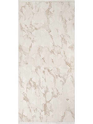 Melanija Modern Krem Akrilik Dikdörtgen Modern Desenli Akrilik Hav Vermeyen Leke Tutmayan Kolay Temizlenen Yumuşak Makine Salon Yolluk Mutfak Halı