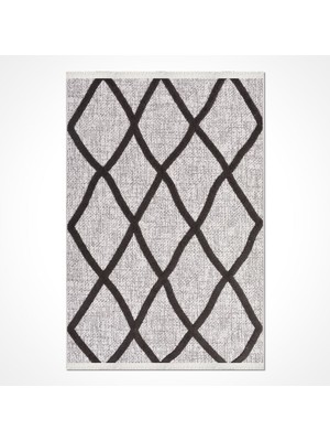 Kamila Gri Geometrik Etnik Modern Desenli Hav Vermeyen Leke Tutmayan Kolay Temizlenen Yumuşak Makine Salon Yolluk Mutfak Halı