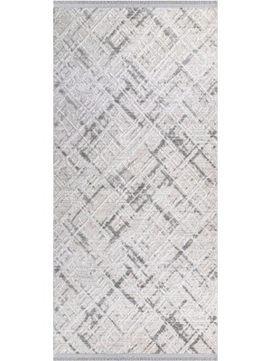 Vaikom Modern Gri Pamuk Kare Modern Desenli Akrilik Hav Vermeyen Leke Tutmayan Kolay Temizlenen Yumuşak Makine Salon Yolluk Mutfak Halı