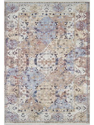 Hali.Net 80x150 cm Mavi Dijital Baskı Etnik Patchwork Halı | Mutfak Balkon Salon Halısı | Hav Vermez Hipoalerjenik | HALN-HLN1666