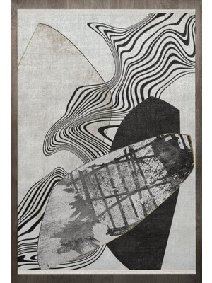 Bespoky 80x150 cm Gri European Modern Yıkanabilir Halı | Mutfak Balkon Yatak Odası Halısı | Leke Tutmayan Kaymaz | F_EUROPEAN-8008