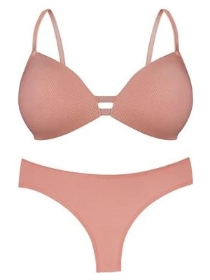 Dominant 5103 Kadın Sütyen Külot Takım – Destekli, Yan Dantel Detaylı – Ekru veya Gül Kurusu – Şık ve Konforlu İç Giyim