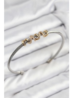 316L Çelik Zirkon Taşlı Model Gold ve Gümüş Renk Kadın Bileklik