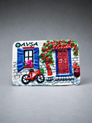 Avşa Temalı Kabartma Polyester Magnet. 8,5cm x 6cm.