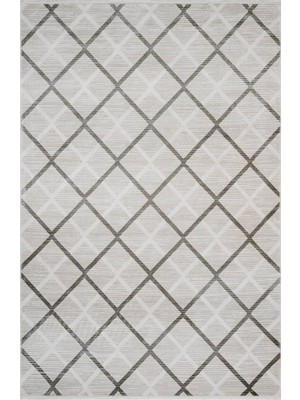 Ojasvi Geometrik Gri Pamuk Dikdörtgen Modern Desenli Akrilik Hav Vermeyen Leke Tutmayan Kolay Temizlenen Yumuşak Makine Salon Yolluk Mutfak Halı