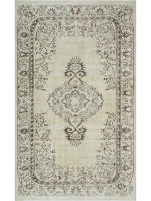 Bespoky 168x278 cm Bej Geleneksel Klasik Madalyonlu Halı | Salon Yatak Odası Halısı | UNİQUE-28074