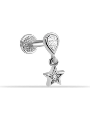 Yıldız Damla Taş Sallantılı Minimal Tragus Piercing