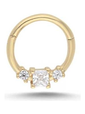 Kare ve Mini Nokta Taşlı Helix Piercing