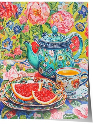 Çerçevesiz Poster, Renkli Meyve Deseni Çizimi, Mutfak Dekoru Poster No: 109225