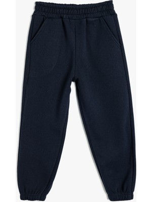 Pamuklu Beli Lastikli Şardonlu Basic Okul Eşofman Altı