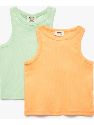 Pamuklu Bisiklet Yaka Fitilli 2'li Basic Atlet Seti