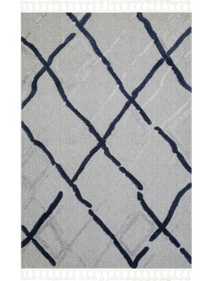 Hali.Net 80x150 cm Lacivert Eko Modern Halı | Mutfak Balkon Salon Halısı | Hav Vermez Leke Tutmaz