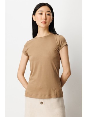 On Sıfır Yaka Ay Kol Basic Bluz