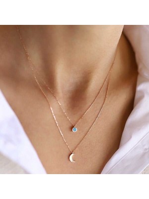 Firuze Ay Ikili  Kolye