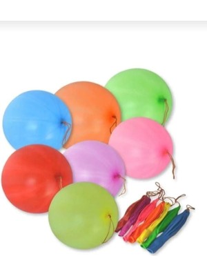 25 Adet Lastikli Zıpzıp Balon Ipli Punch Panç Büyük Balon