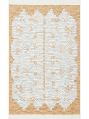Bespoky 80x150 cm Sarı Arya Modern Yıkanabilir Halı | Mutfak Balkon Yatak Odası Halısı | Leke Tutmayan Kaymaz