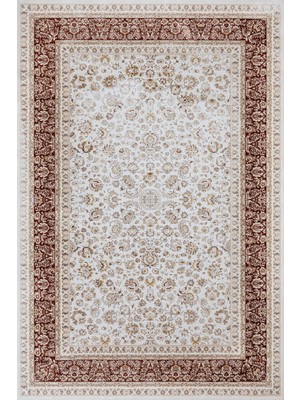Hali.Net 120x180 cm Krem Bordo Çiçekli Klasik Geleneksel Halı | Salon Yatak Odası Halısı | Hav Vermez Leke Tutmaz | STN_EMPİRE-002K