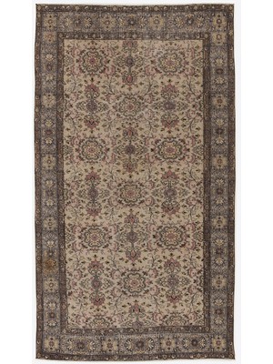Bespoky 152x272 cm Bej Klasik Yün Halı | Salon Yatak Odası Halısı | %100 Doğal Yün El Yapımı El Dokuma | UNİQUE-6427