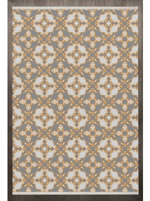  Geometrik Sarı Pamuk Dikdörtgen Modern Desenli Pamuk Makinada Yıkanabilir Hav Toz Vermez Leke Tutmayan Kaymaz Taban Dijital Makine Baskı Salon Yolluk Mutfak Halı