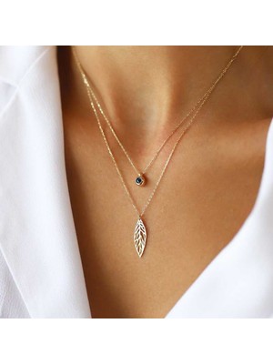 Yaprak Gözlü Ikili Kolye