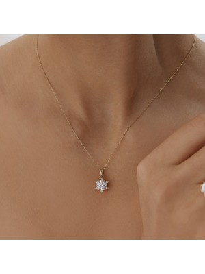 Oval Tektaş Çiçek Kolye