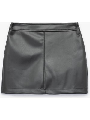 Standart Bel Suni Deri Mini Etek