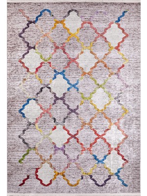 Guillin Bej Modern Etnik Desenli Makinada Yıkanabilir Hav Toz Vermez Leke Tutmayan Kaymaz Taban Dijital Makine Baskı Salon Yolluk Mutfak Halı