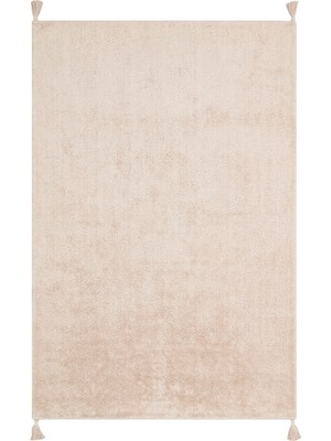 Bespoky 80x150 cm Bej Plain Modern Yıkanabilir Halı | Mutfak Balkon Yatak Odası Halısı | Leke Tutmayan Kaymaz | PLAİN-BEİGE