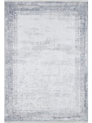 Bespoky 80x150 cm Gri Modern Etnik Yıkanabilir Halı | Mutfak Balkon Yatak Odası Halısı | Leke Tutmayan Kaymaz | HALN-HLN1761