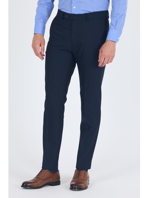 Lacivert Esnek Yandan Cepli Slim Fit Classic Pantolon 1003250013