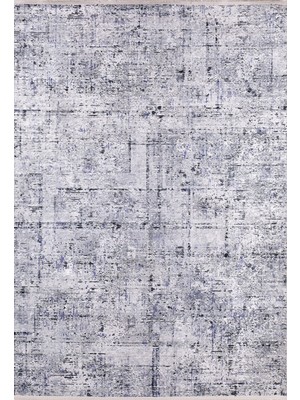 Ottawa Mavi Modern Etnik Desenli Makinada Yıkanabilir Hav Toz Vermez Leke Tutmayan Kaymaz Taban Dijital Makine Baskı Salon Yolluk Mutfak Halı