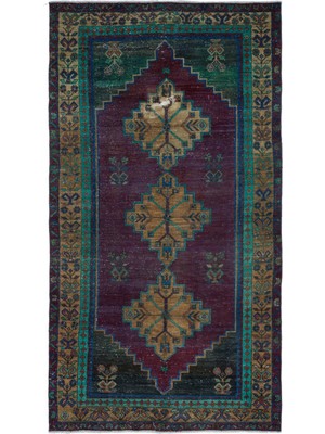 Hali.Net 133x248 cm Gri Eskitme El Dokuma Yün Halı | El Yapımı Doğal Yün Salon Halısı | Geleneksel Anadolu Hav Vermez | UNİQUE-31576