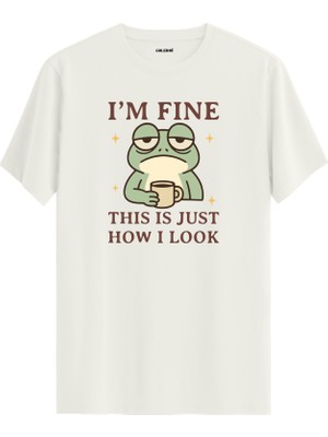 Mizahi Kurbağa Kahve Tasarımlı Eğlenceli Karakter %100 Pamuk Premium Kumaş