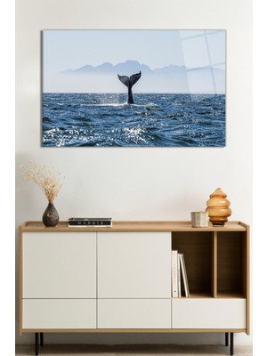 Deniz Içinde Mavi Balina Kuyruğu Cam Tablo, Darbelere Dayanıklı Kırılmaz Cam, Hediyelik