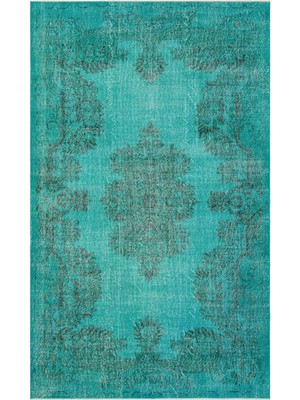 Hali.Net 185x301 cm Gri Turkuaz Çiçekli Vintage Medalyonlu Halı | Salon Yatak Odası Halısı | Hav Vermez | UNİQUE-34595