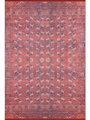 Hali.Net 80x150 cm Kırmızı Dijital Baskı Etnik Patchwork Halı | Mutfak Balkon Salon Halısı | Hav Vermez Hipoalerjenik | HALN-HLN1938