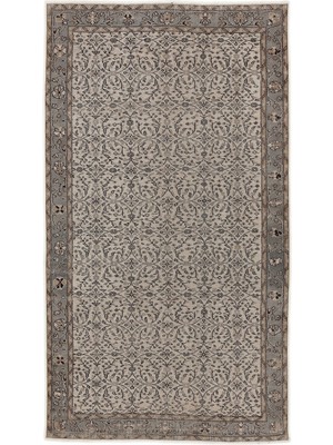 Hali.Net 172x306 cm Bej Açık Bej Çiçekli Geleneksel Bitkisel Halı | Salon Yatak Odası Halısı | Hav Vermez | UNİQUE-7783
