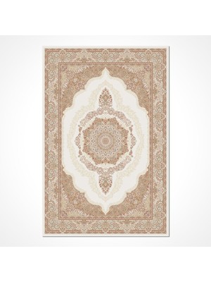 Aprila Klasik Krem Viskon Dikdörtgen Modern Desenli Akrilik Hav Vermeyen Leke Tutmayan Kolay Temizlenen Yumuşak Makine Salon Yolluk Mutfak Halı