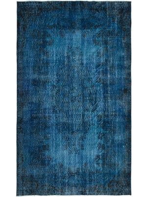 Hali.Net 168x285 cm Mavi Soyut Vintage Eskitme Halı | Salon Yatak Odası Halısı | Hav Vermez | UNİQUE-17820