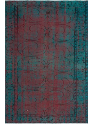 Iskece Yeşil Eskitme Yün Modern Desenli Yün Hav Toz Vermez Leke Tutmayan Salon Yolluk Mutfak El Dokuma Halı