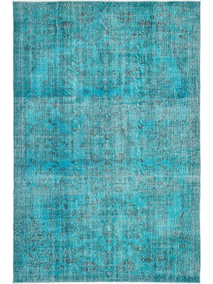 Hali.Net 192x283 cm Mavi Vintage Anadolu Eskitme Yün Halı | Salon Yatak Odası Halısı | Doğal Yün El Yapımı El Dokuma Hav Vermez | UNİQUE-15696